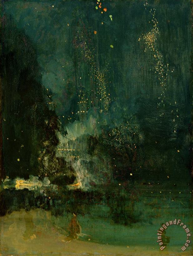 Nocturne in Black and Gold - the Falling Rocket painting - James Abbott McNeill Whistler Nocturne in Black and Gold - the Falling Rocket Art Print