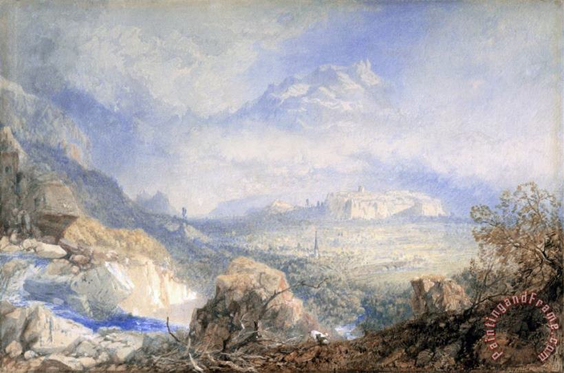 James Baker Pyne Valley of The Rhone with The City And Citadel of Sion in Switzerland Art Print