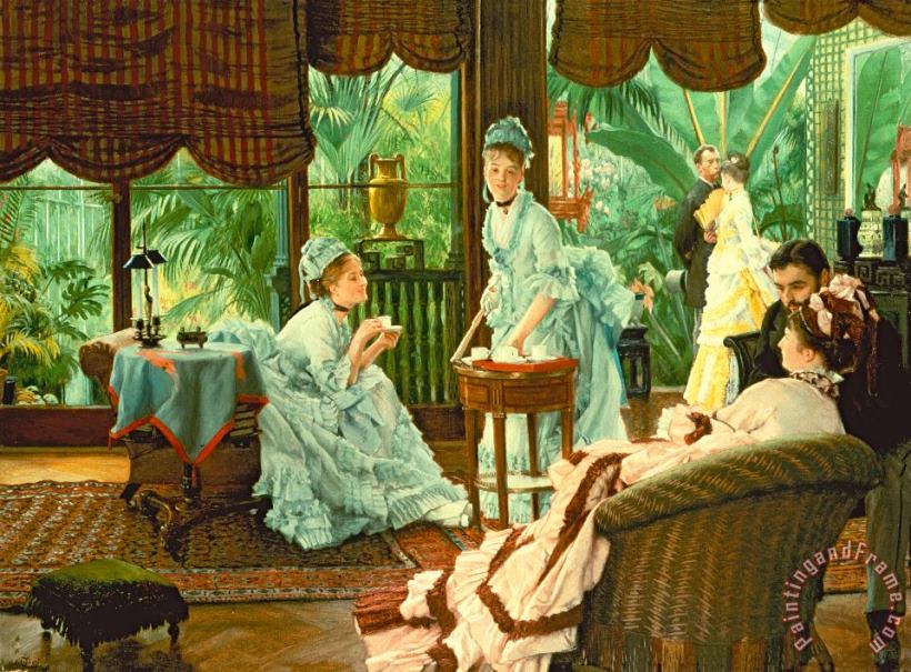 In The Conservatory painting - James Jacques Tissot In The Conservatory Art Print