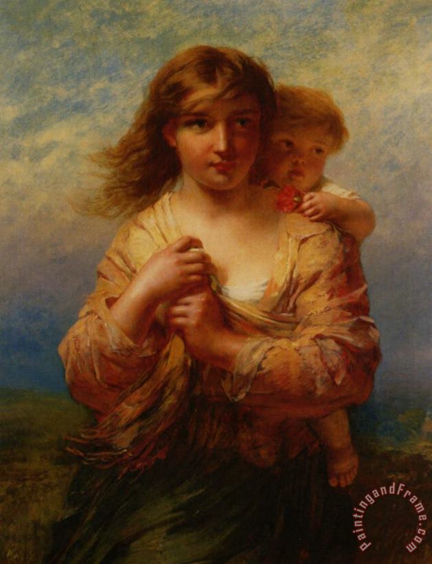 Mother And Child painting - James John Hill Mother And Child Art Print