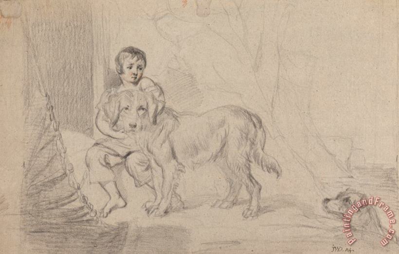 James Ward A Young Boy with Dogs Art Print