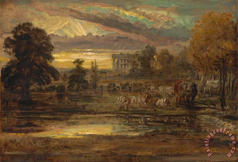 James Ward Cattle at a Pool at Sunrise Art Painting