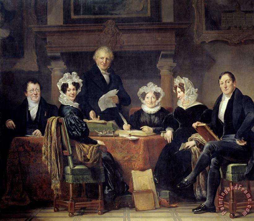 Jan Adam Kruseman Group Portrait of The Regents And Regentesses of The Lepers' Home of Amsterdam, 1834 35 Art Painting