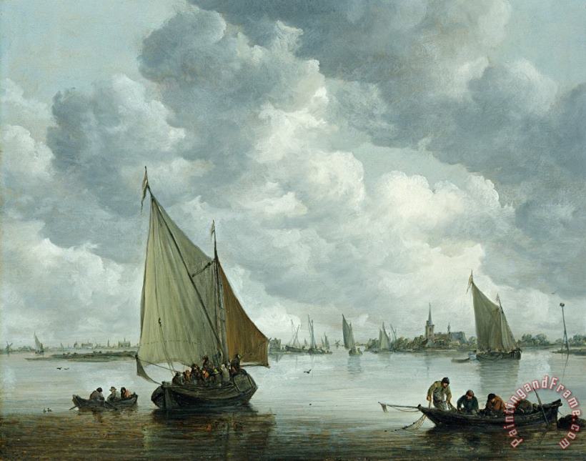 Jan Josephsz van Goyen Fishingboat in an Estuary Art Print