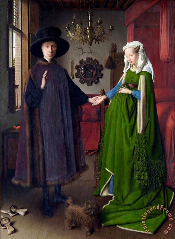 Giovanni Arnolfini And His Bride (the Arnolfini Marriage) painting - Jan van Eyck Giovanni Arnolfini And His Bride (the Arnolfini Marriage) Art Print
