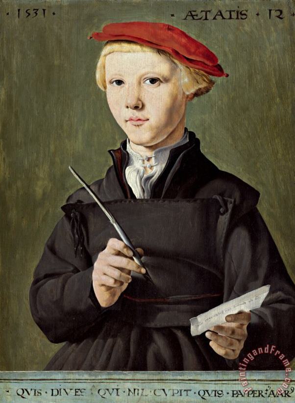 Jan Van Scorel Schoorl Portrait of a Young Scholar Art Print