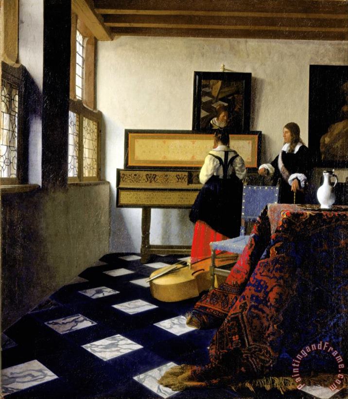 Lady at The Virginal with a Gentleman, 'the Music Lesson' painting - Jan Vermeer Lady at The Virginal with a Gentleman, 'the Music Lesson' Art Print