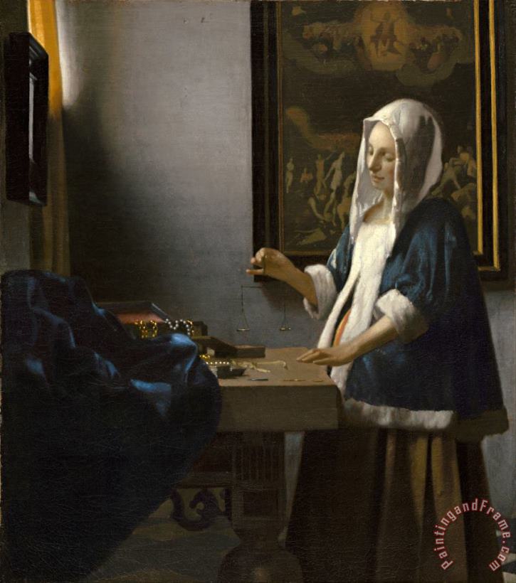 Jan Vermeer Woman Holding a Balance Art Print