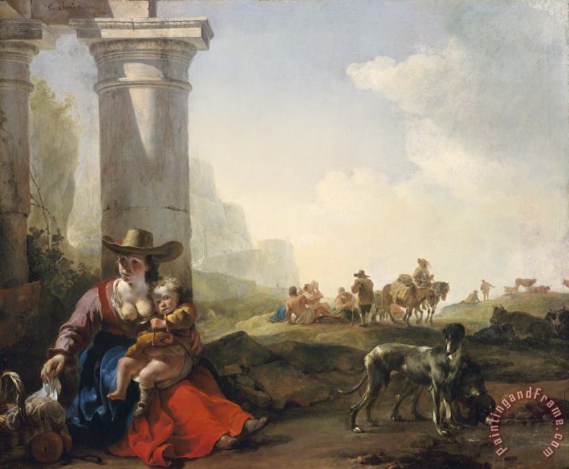 Italian Peasants among Ruins painting - Jan Weenix Italian Peasants among Ruins Art Print
