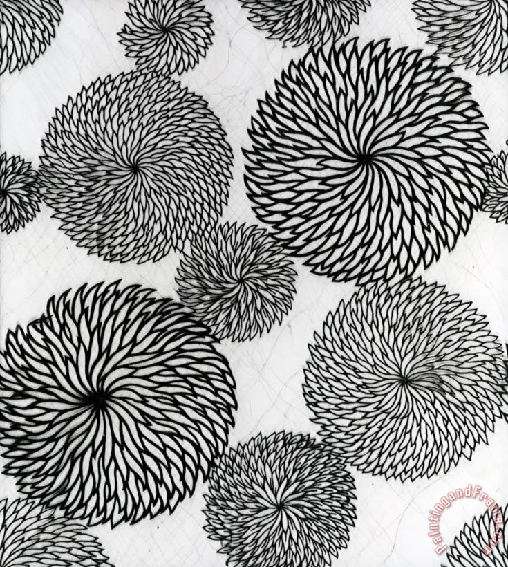 Chrysanthemums painting - Japanese School Chrysanthemums Art Print