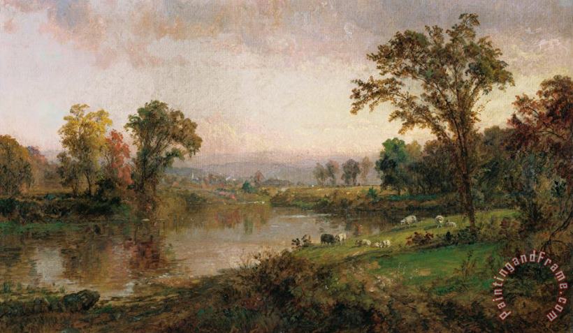 Jasper Francis Cropsey Riverscape in Early Autumn Art Print