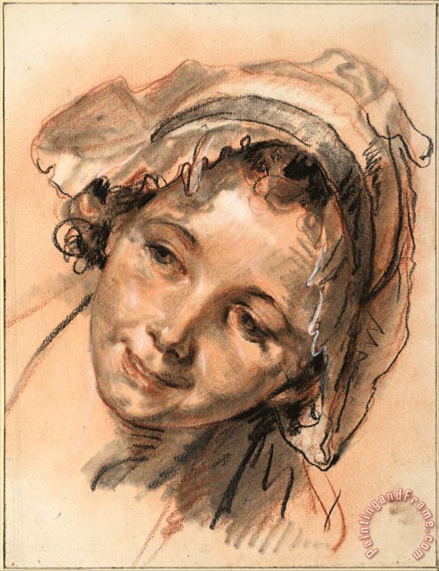 Jean-Baptiste Greuze  Head of Smiling Girl, C. 1765 Art Painting
