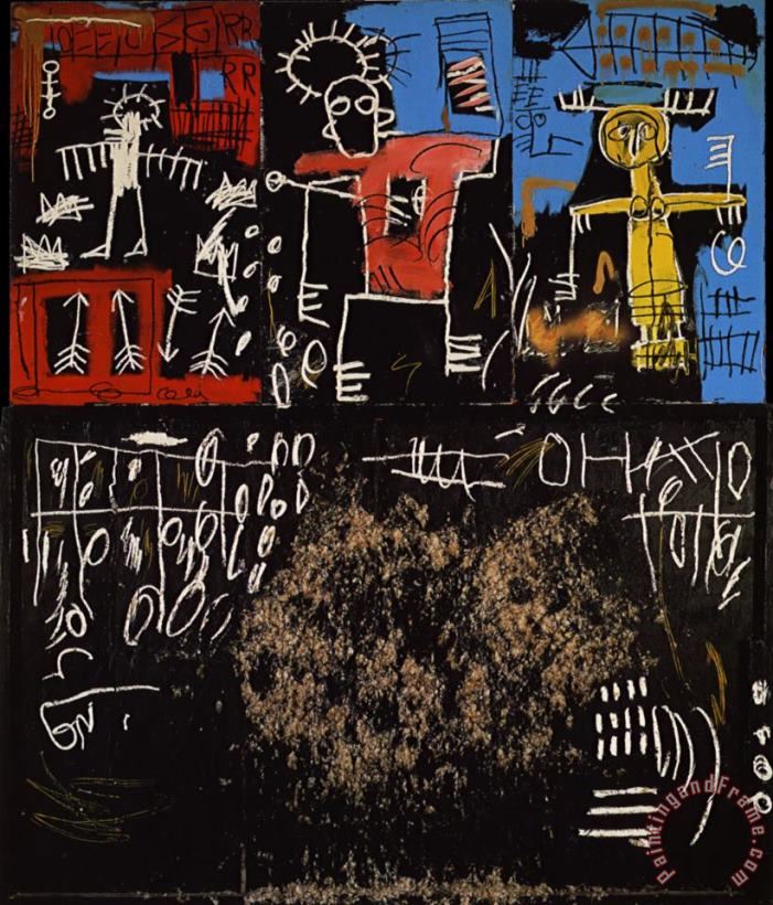 Jean-michel Basquiat Black Tar And Feathers Art Painting