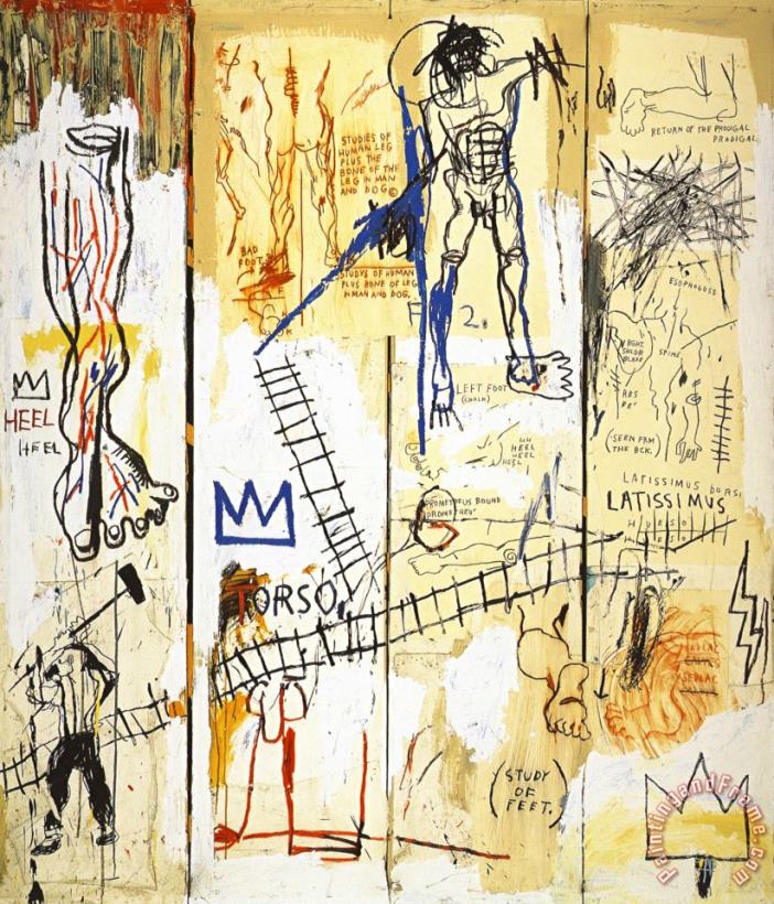 Jean-michel Basquiat Leonardo Da Vinci S Greatest Hits Art Painting
