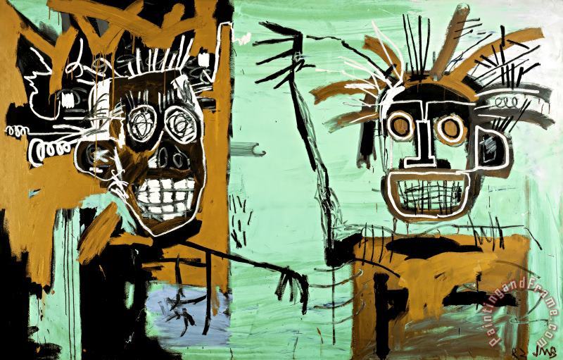 Jean-michel Basquiat Two Heads on Gold Art Painting