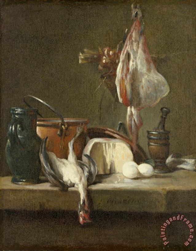 Still Life with Ray, Chicken, And Basket of Onions painting - Jean-simeon Chardin Still Life with Ray, Chicken, And Basket of Onions Art Print