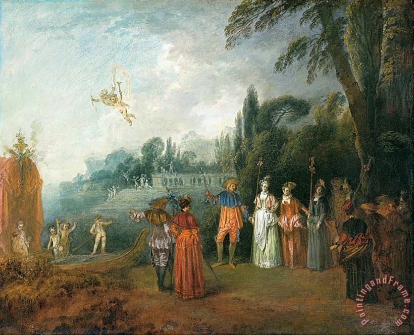 Embarking to Cythera painting - Jean Antoine Watteau Embarking to Cythera Art Print