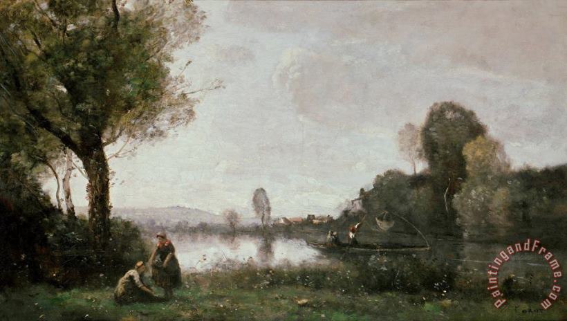 Jean Baptiste Camille Corot La Seine a Chatou Art Painting
