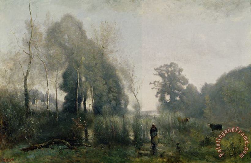 Jean Baptiste Camille Corot Morning at Ville dAvray Art Print