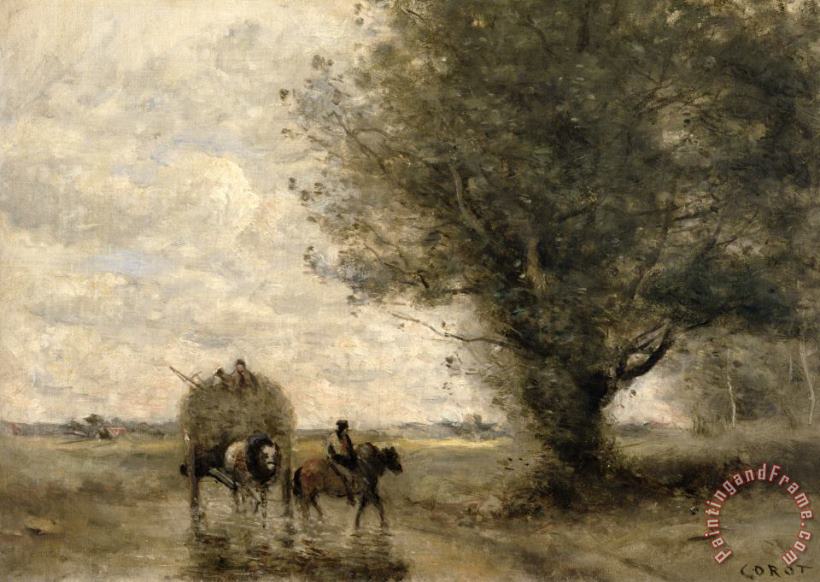 Jean Baptiste Camille Corot The Haycart Art Painting