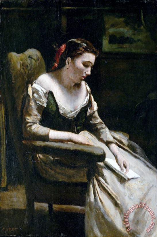 Jean Baptiste Camille Corot The Letter Art Painting