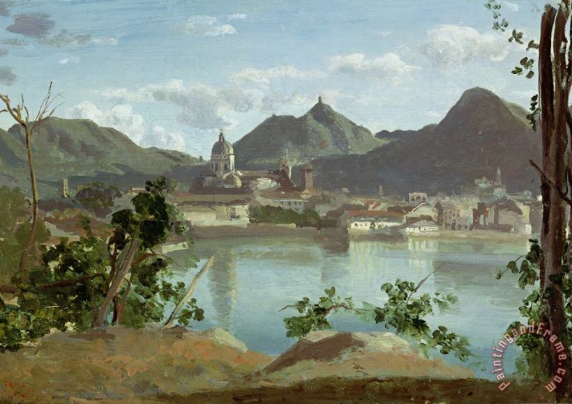 Jean Baptiste Camille Corot The Town and Lake Como Art Painting