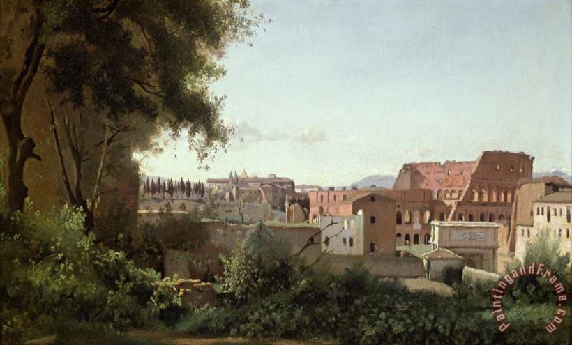 View of the Colosseum from the Farnese Gardens painting - Jean Baptiste Camille Corot View of the Colosseum from the Farnese Gardens Art Print