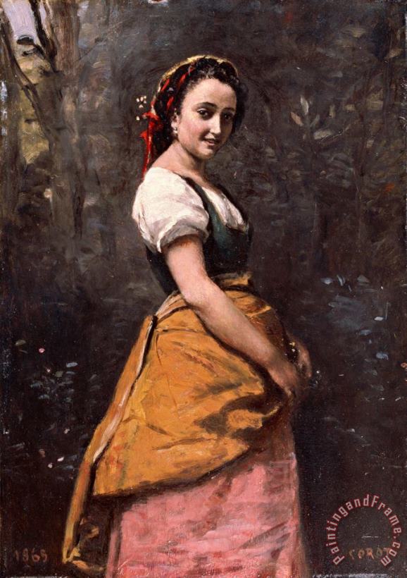 Young Woman in The Woods painting - Jean Baptiste Camille Corot Young Woman in The Woods Art Print