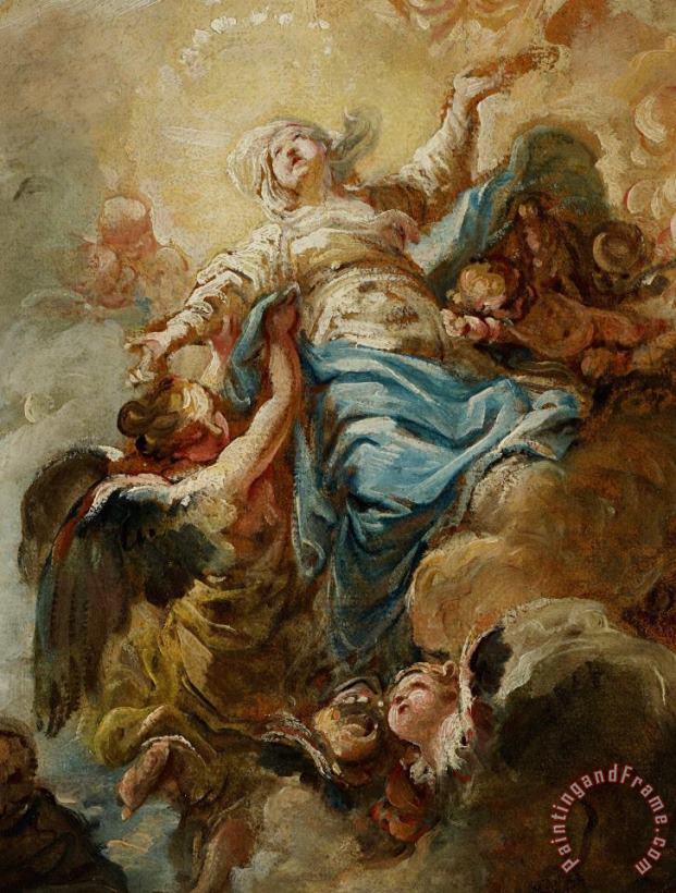 Study For The Assumption Of The Virgin painting - Jean Baptiste Deshays de Colleville Study For The Assumption Of The Virgin Art Print