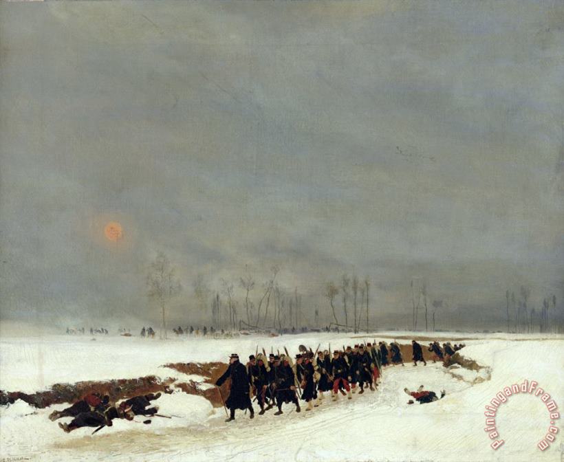 Jean Baptiste Edouard Detaille The War of 1870 An Infantry Column on their Way to a Raid Art Painting