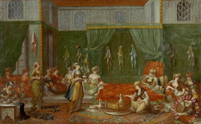 Jean Baptiste Vanmour Lying in Room of a Distinguished Turkish Woman Art Print