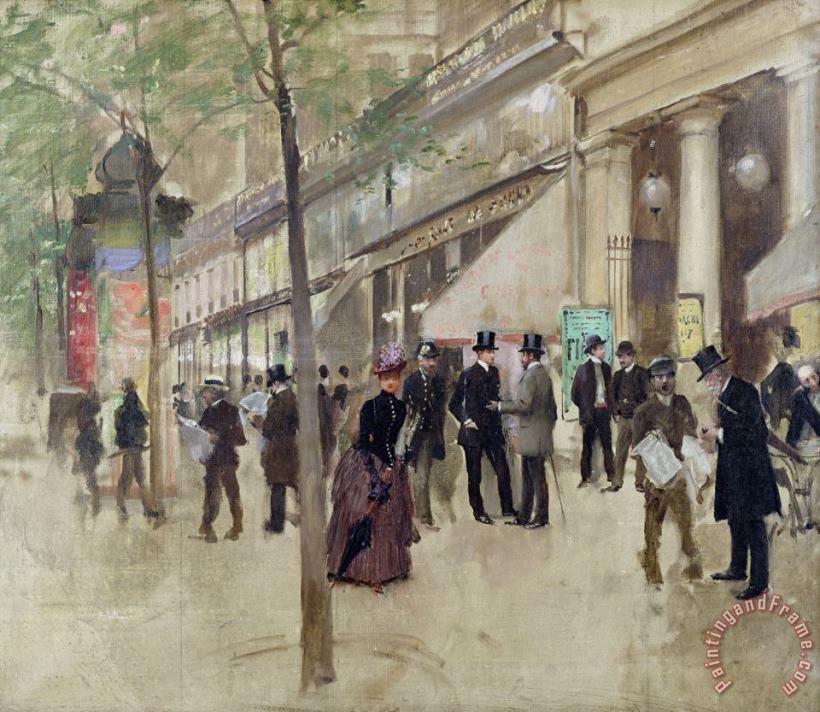 The Boulevard Montmartre and the Theatre des Varietes painting - Jean Beraud The Boulevard Montmartre and the Theatre des Varietes Art Print