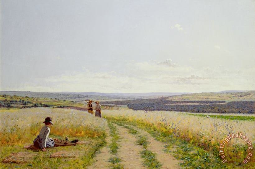 Jean F Monchablon Girl in the Fields Art Painting