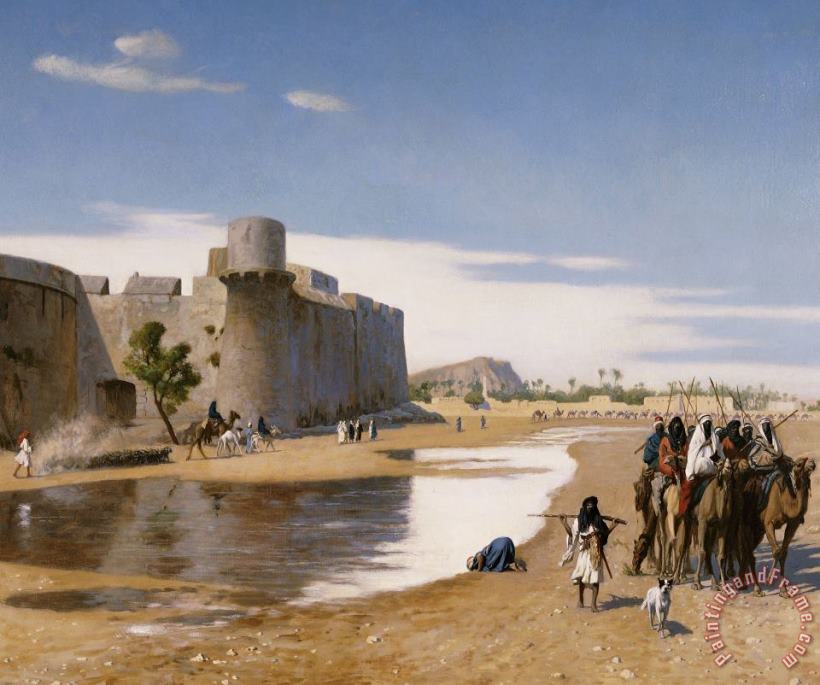 Jean Leon Gerome An Arab Caravan Outside A Fortified Town Art Painting
