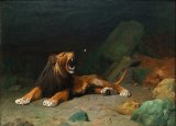 Jean Leon Gerome - Lion Snapping at a Butterfly painting