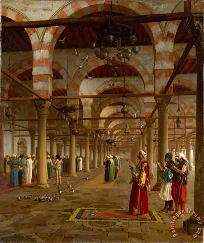 Public Prayer in The Mosque of Amr, Cairo painting - Jean Leon Gerome Public Prayer in The Mosque of Amr, Cairo Art Print