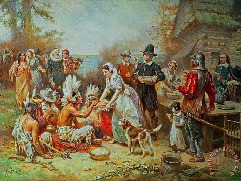 The First Thanksgiving painting - Jean Leon Gerome Ferris The First Thanksgiving Art Print