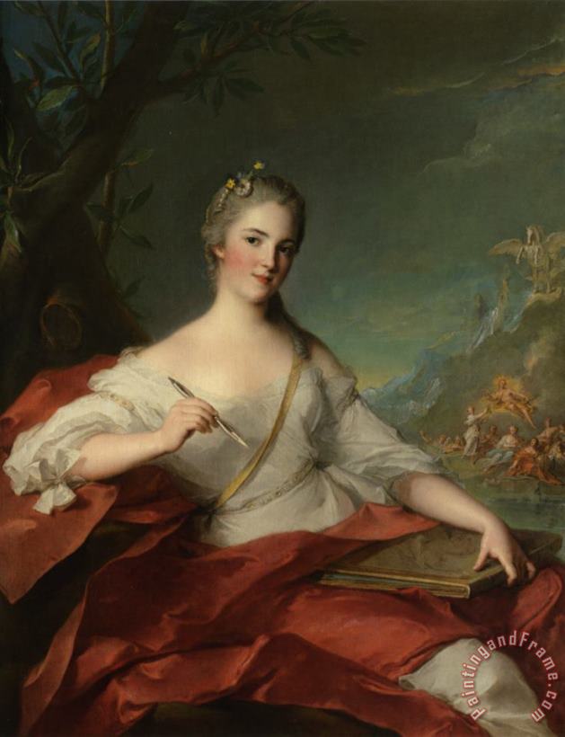 Jean Marc Nattier Portrait of Marie Genevieve Boudrey Represented As a Muse Art Painting