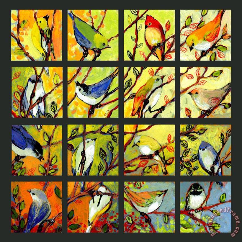 16 Birds painting - Jennifer Lommers 16 Birds Art Print
