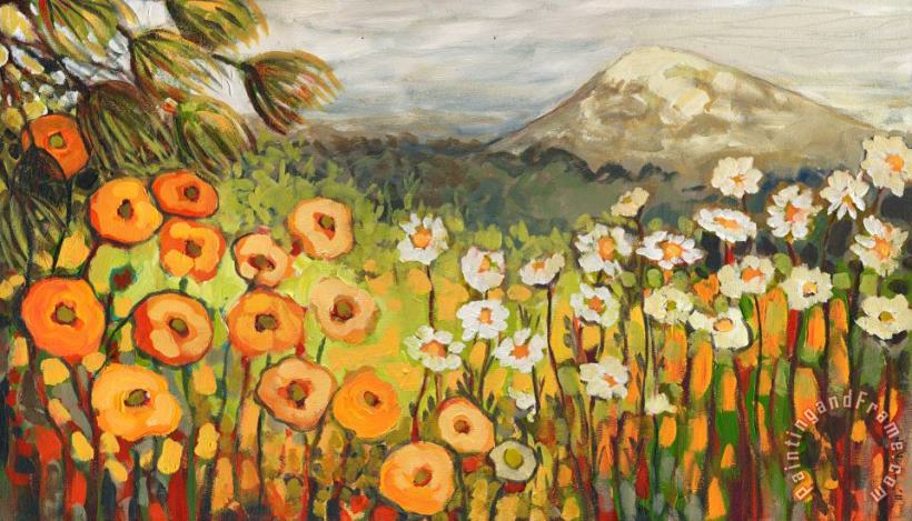 A Mountain View painting - Jennifer Lommers A Mountain View Art Print