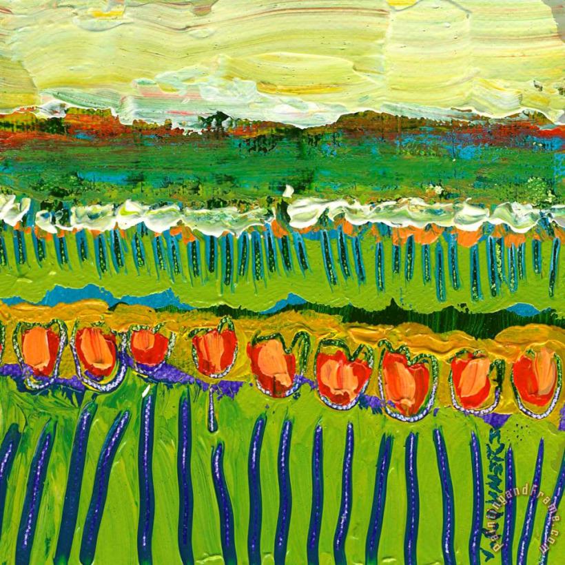 Landscape in Green and Orange painting - Jennifer Lommers Landscape in Green and Orange Art Print