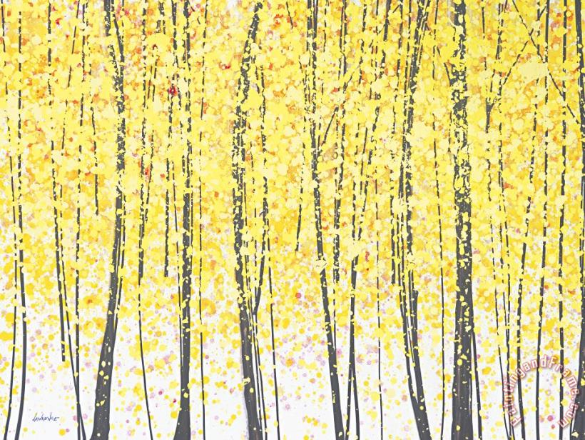 Trees at Twilight Gold painting - Jerome Lawrence Trees at Twilight Gold Art Print