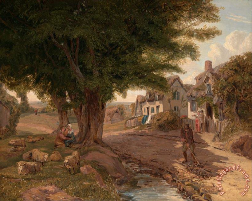 Village Scene (possibly Colickey Green, Essex) painting - Jessica Landseer Village Scene (possibly Colickey Green, Essex) Art Print