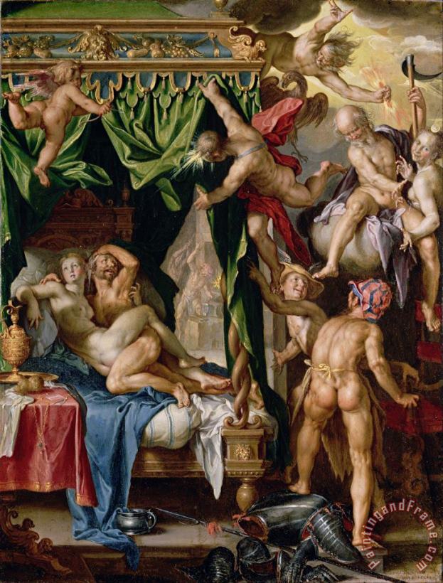 Mars And Venus Surprised by The Gods painting - Joachim Anthonisz Wtewael Mars And Venus Surprised by The Gods Art Print