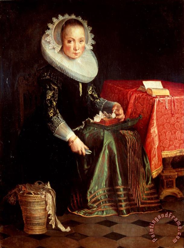 Joachim Anthonisz Wtewael Portrait of Eva Wtewael (1607 1635) Art Painting