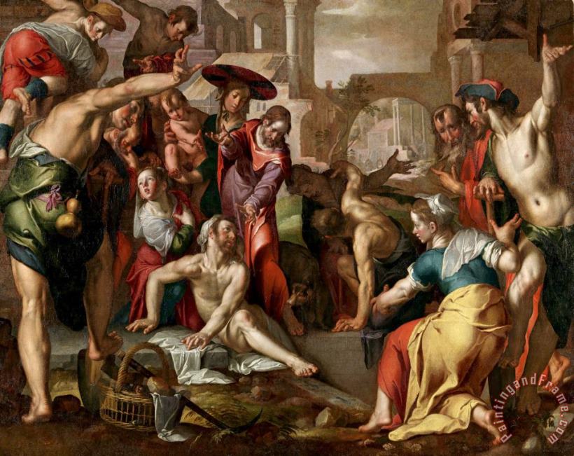 The Raising of Lazarus painting - Joachim Anthonisz Wtewael The Raising of Lazarus Art Print