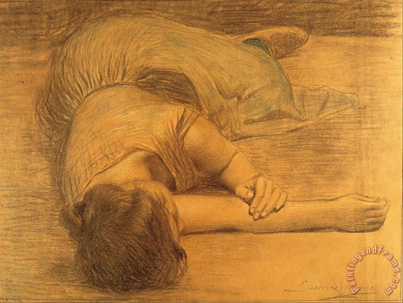 Woman Lying Down painting - Joan Llimona Woman Lying Down Art Print