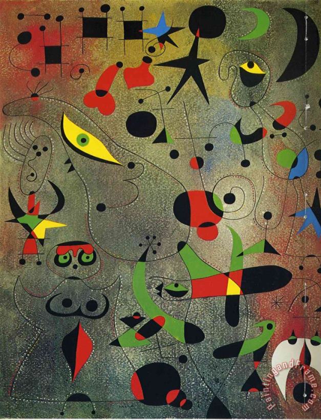 Constellation Awakening at Dawn painting - Joan Miro Constellation Awakening at Dawn Art Print