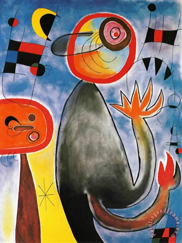 Echelles En Roue De Feu Traversant painting - Joan Miro Echelles En Roue De Feu Traversant Art Print