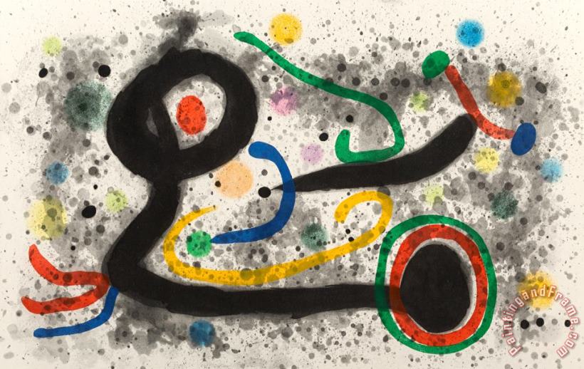 Joan Miro Sous La Grele, 1969 Art Painting